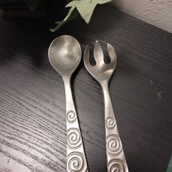 Mexican Serving Salad bowl utensils Lg. Set Of 2
