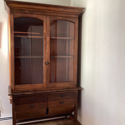 Antique Display Cabinet With Flour Bin Baker’s Table