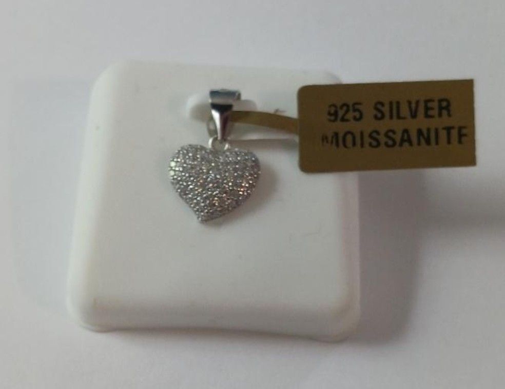 Moissanite Heart Pendant, 925 Silver .25 Ctw