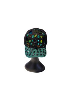 Black Baseball Cap with Jewel Embellishments