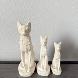 Ancient Egyptian Alabaster Cat Statues