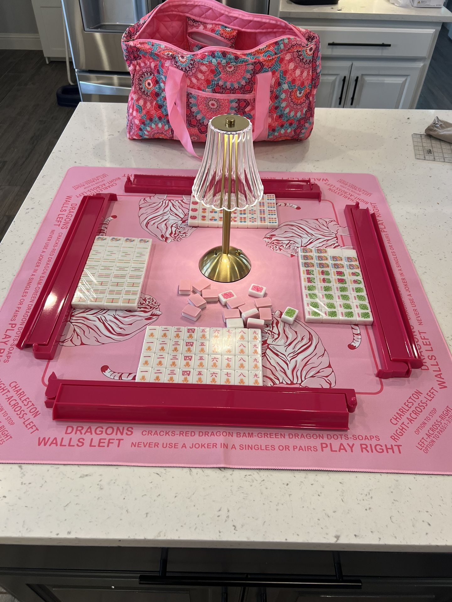 Brand New Preppy Pink American Mahjong Game Tile Set with Accessories