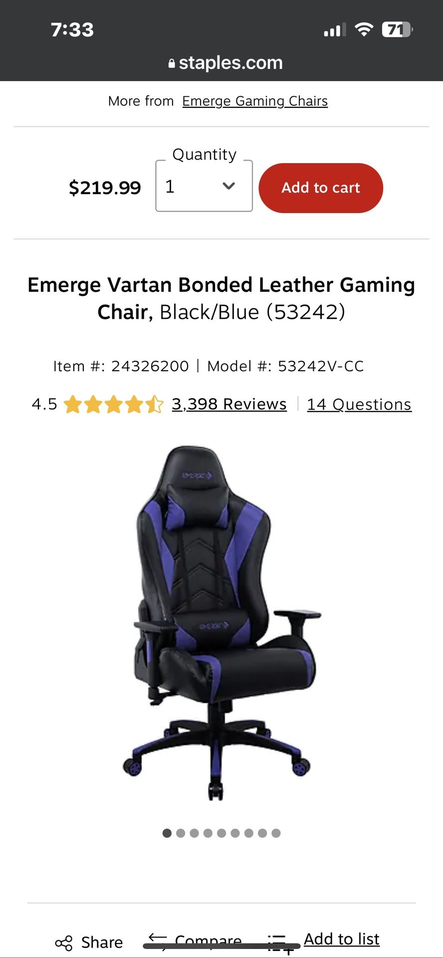 Emerge Vartan Leather Gaming Chair