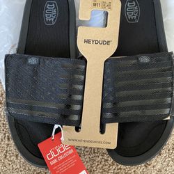 Hey Dude Camo Total Black Sandals 