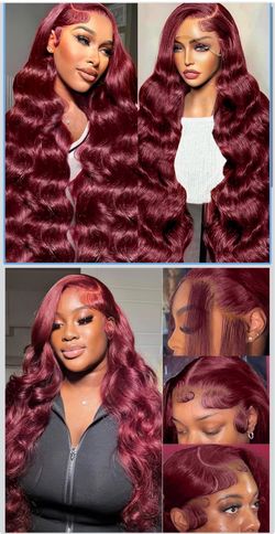 🔥Brand new🔥 99J Burgundy Lace Front Wigs Human Hair 13x4HD Transparent Body Wave Lace Front Wigs Pre Plucked 99j Burgundy Red Wine Glueless Human Ha