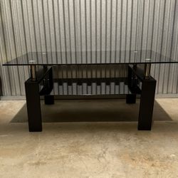 Black Glass And Metal Coffee Table 