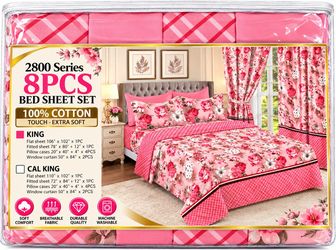 2800 Series 8-Piece Cotton Bed Sheet Set King
