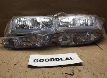 #159 Fit 99-07 GMC Sierra/Yukon/Denali LED DRL Headlights Chrome Clear 