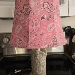 Pink Western Boot Lamp.  