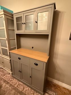 Gray Kitchen Storage Cabinet / Hutch