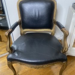 Antique Chair  Black leather