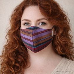Handmade Womens Plus Size Purple Fall Striped Reversible Cotton Face Mask