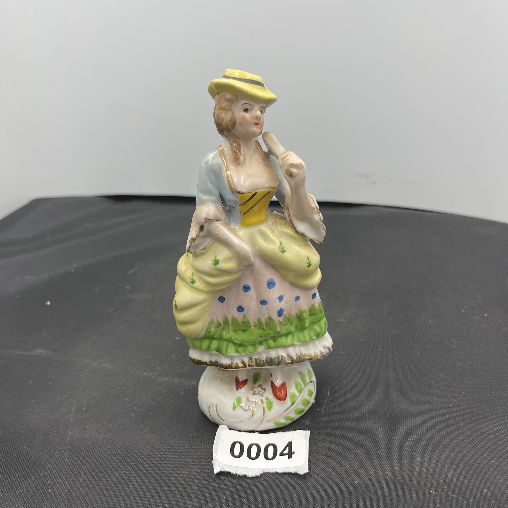 Victorian Lady Figurine Made in Occupied Japan 6" Tall - Vintage Gold Trim