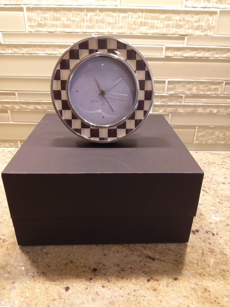 MacKenzie Childs Courtly Check Desk Clock