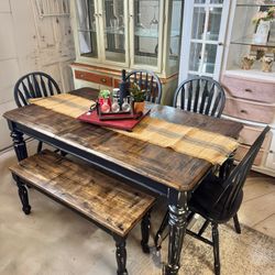 Dining Table, Bench And Chairs