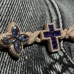 Moissanite Cross Flower Bracelet 