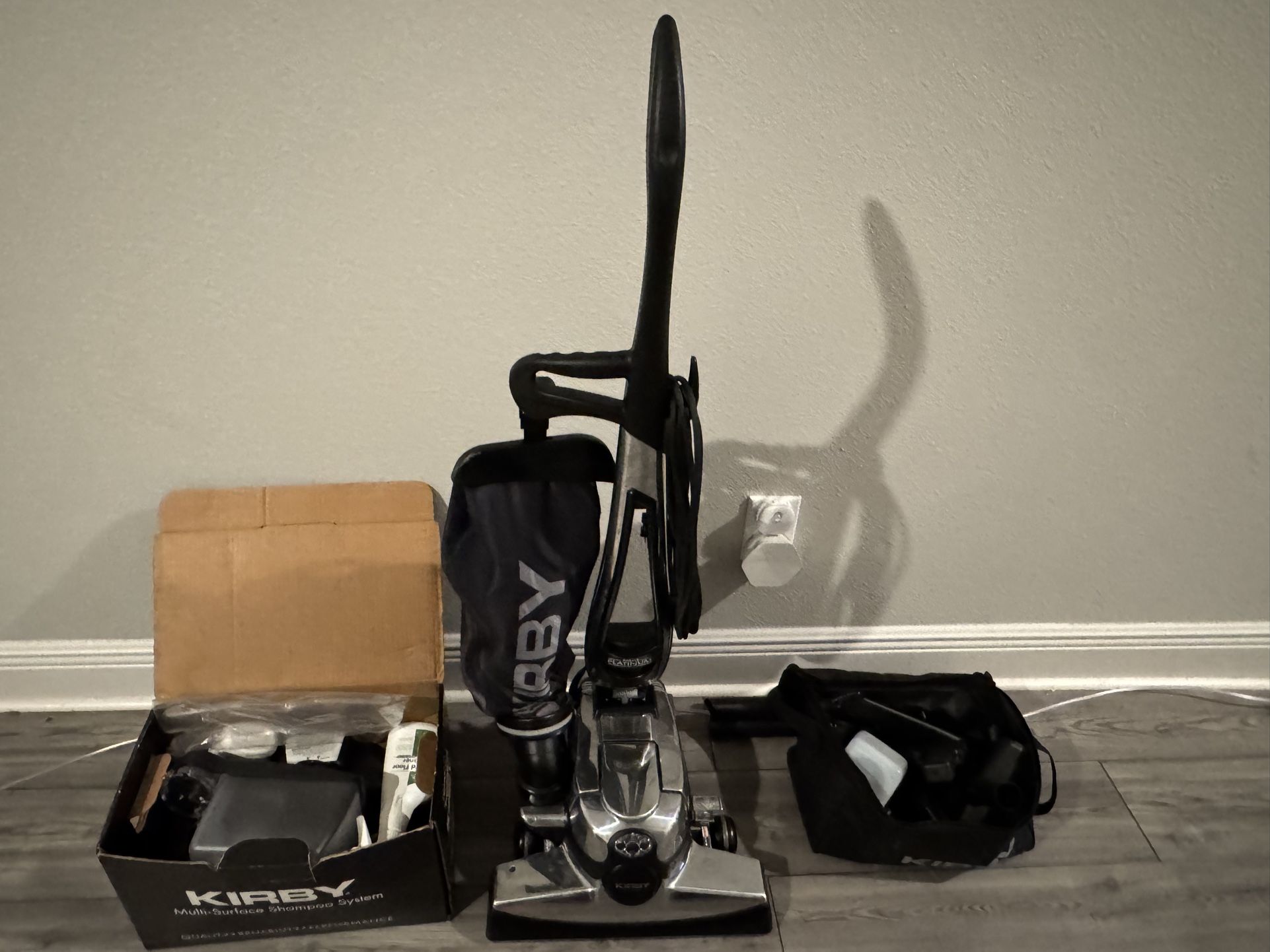 Kirby Avalir Platinum Vacuum Cleaner With Multi Surface Shampoo System And Varies Attachments.