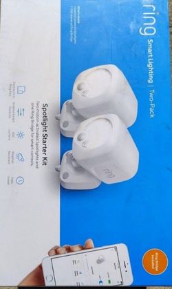 Ring
White Smart Lighting Motion Activated Outdoor Integrated LED Spot Light Battery 2-Pack with Smart Lighting Bridge White$40...Firm On Price Brand