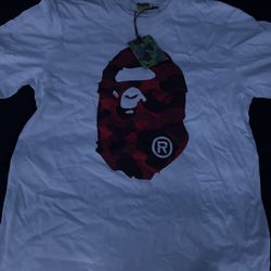 BAPE Camo Big Ape Head Tee White Red Mens Shirt A Bathing Size XL