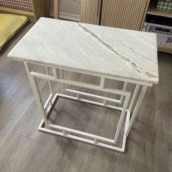 White Marble Side End Table 