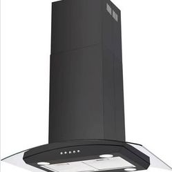New Island Range Hood 36”  700 CFM Ceiling Mount Kitchen Vent Hood Ducted/Ductless Convertible Black