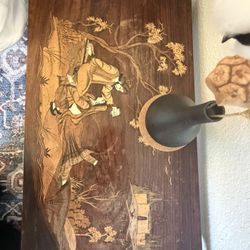 Vintage Hand-Inlaid Wooden Side Tables / Nightstands (Set of 2)