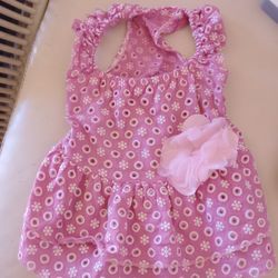 Dog Pet Eyelet Dress With Flower Sz S