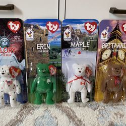 1999 TY Beanie Babies Britannia Glory Erin Maple, Ronald McDonalds Set of 4 New