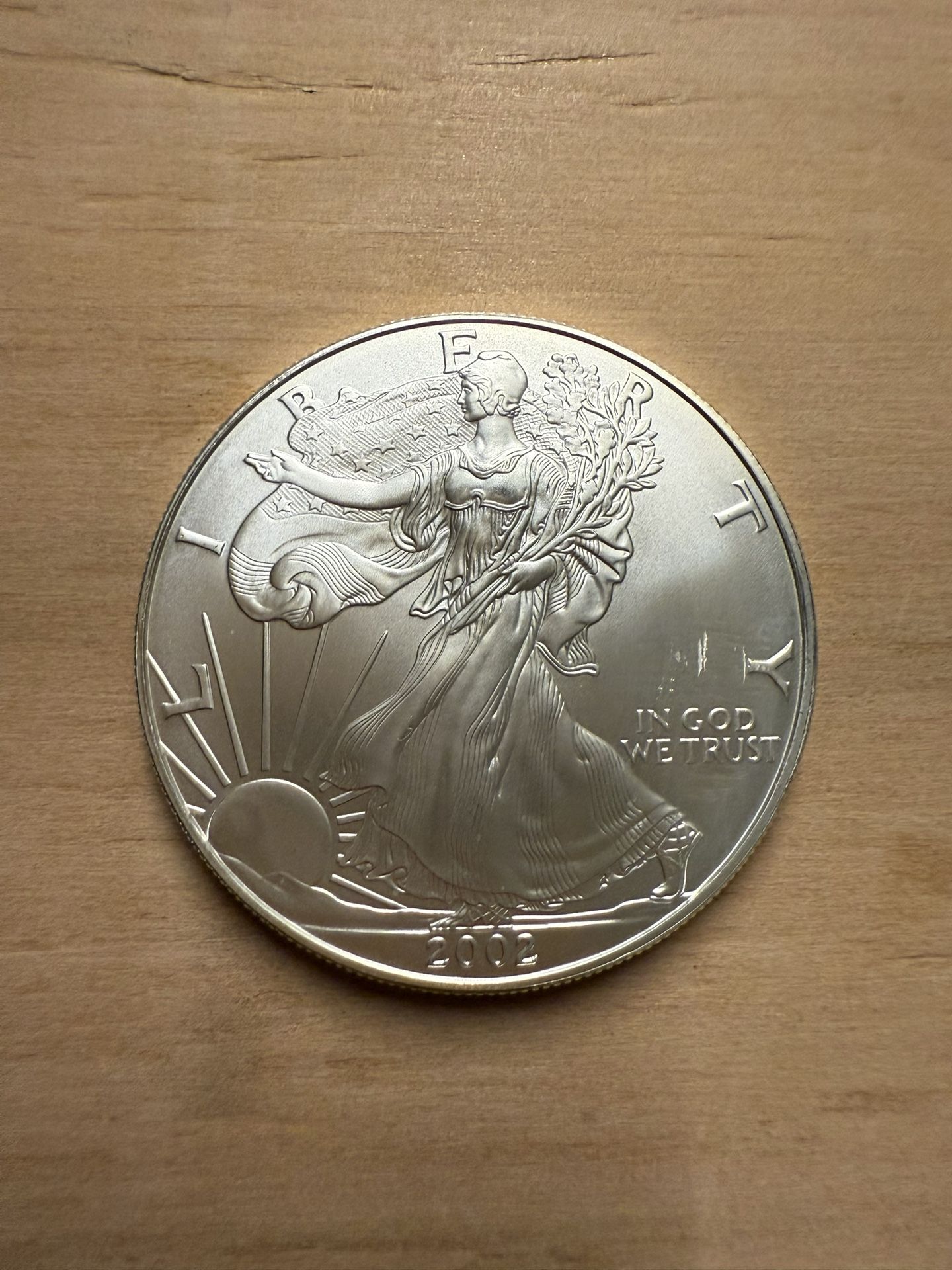 2002 American Silver Eagle $1 Coin With Capsule Low Mintage