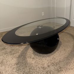 Oval Glass Modern Black Coffee Table