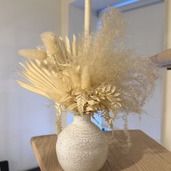 Handmade Ceramic Vase + Neutral Dried Floral Arrangement (Etsy Purchase)