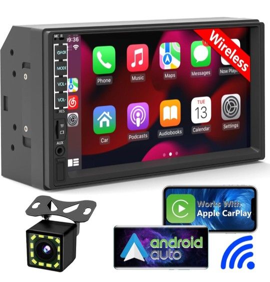 Radio 7" IPS Screen for Car Audio Receivers, Bluetooth 5.1 Car Play Android Auto Touchscreen,Backup Camer