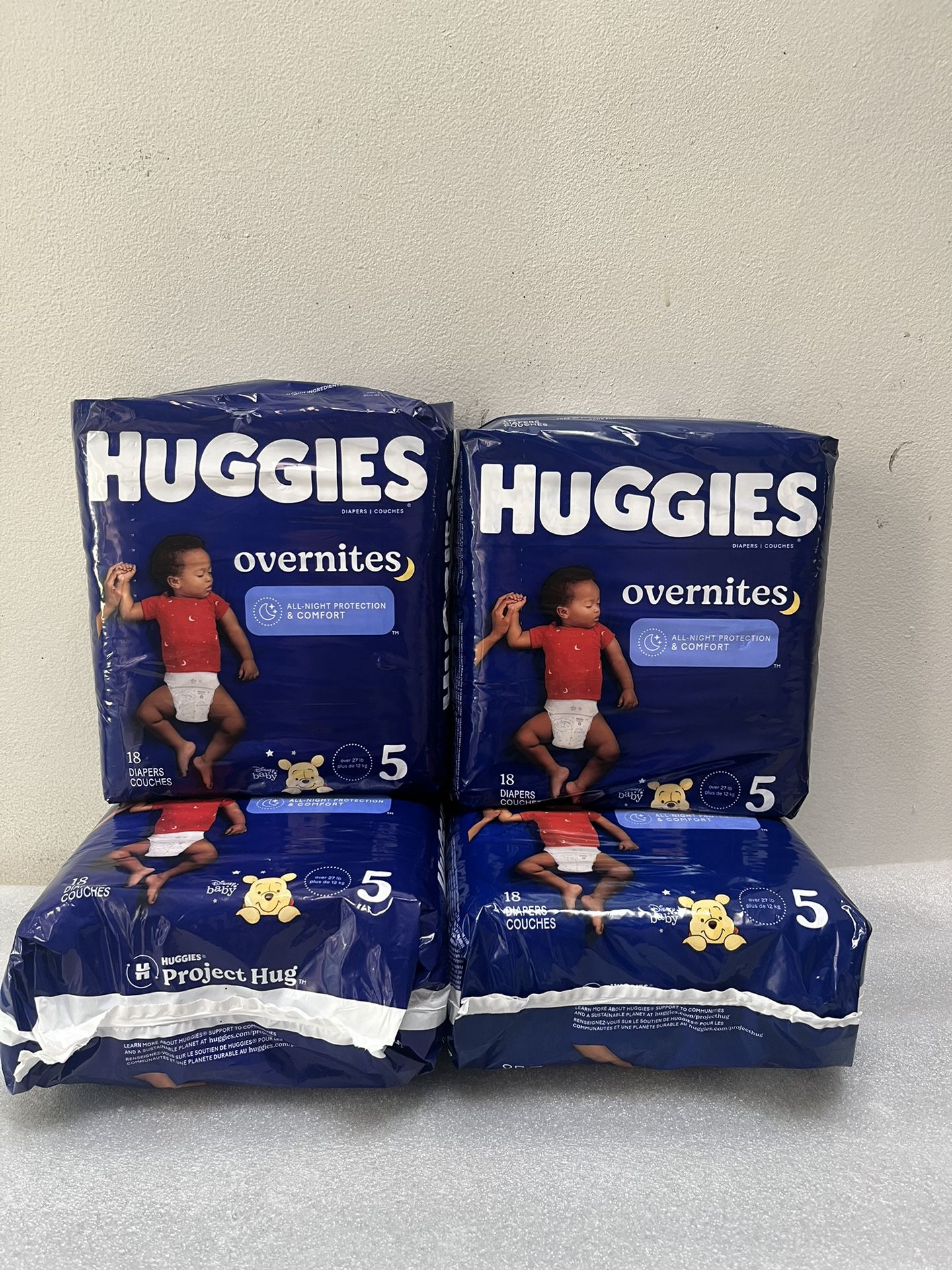 4 Bags Of Size 5 Huggies Overnites $32 Firm