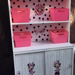 Polka Minnie Mouse Style Wooden Shelf Colors White And Pastel It Is A Single Piece But It Separates Into Two Pieces.