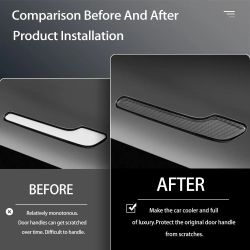 Brand New 4PCS Real Carbon Fiber Door Handle Knob Cover Trim Fit For 2017-2026 Tesla Model 3 / Tesla Model Y Juniper