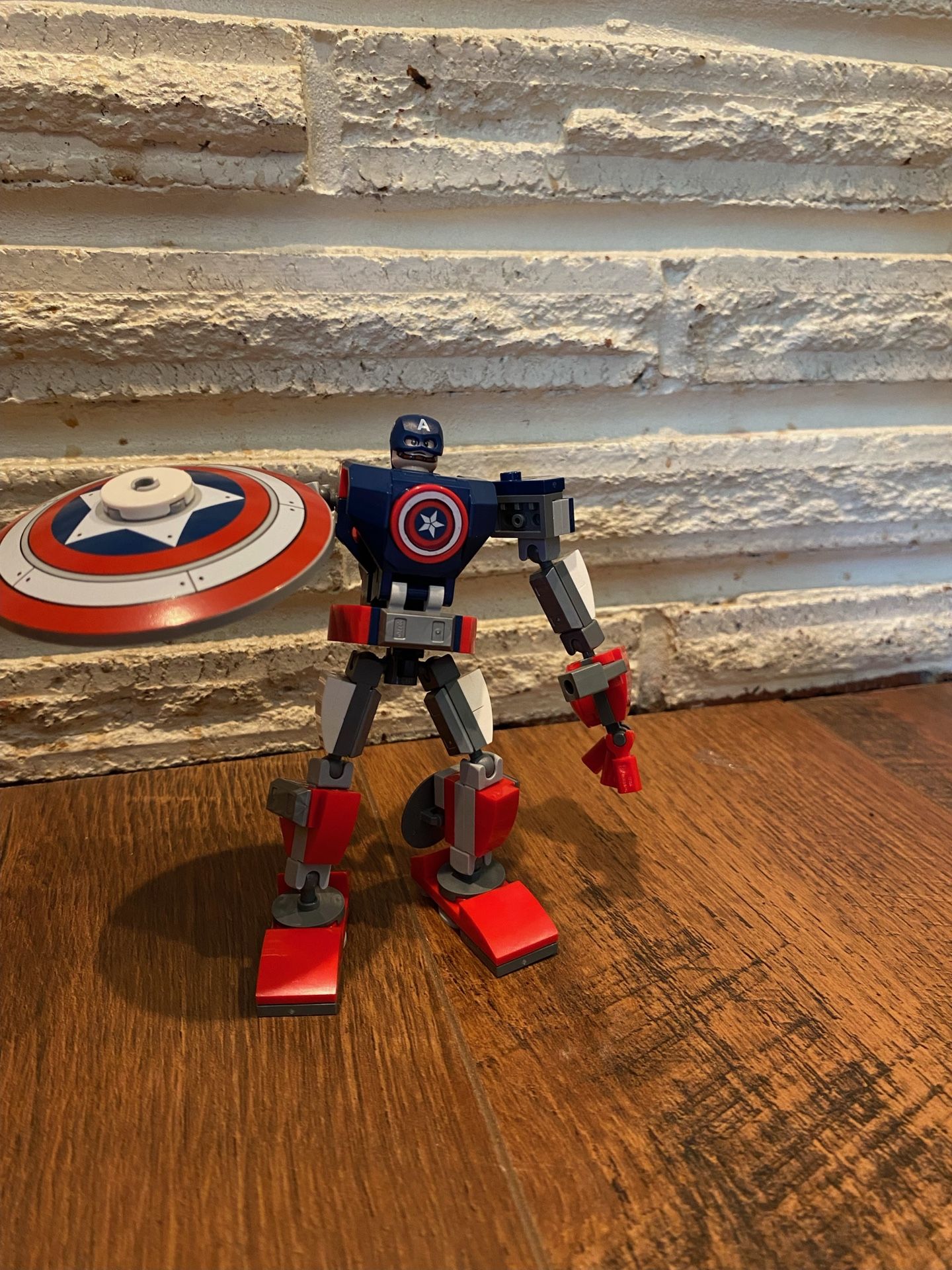 Captain America Lego figure with shield