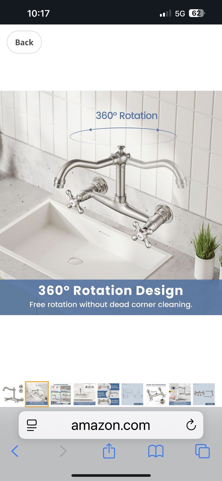 Wall Mounted 8 Inch Center Kitchen Sink Faucet Commercial Wall Mount Kitchen Tap Double Cross Handles Brushed Nickel K16 N $40