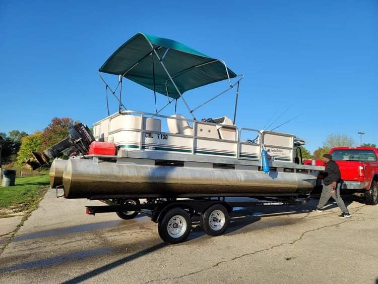 1997 Sweetwater Challenger 20 Foot Pontoon With Canopy And Trailer