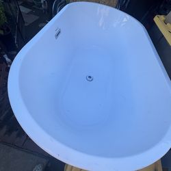 Acrylic Flatbottom Freestanding Non Slip Soaking Bathtub Domme