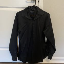 Van Heusen Studio Slim fit long sleeve black button down front dress shirt.