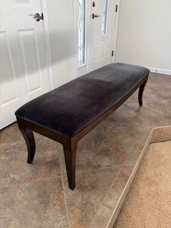 Modern Dark Gray Velvet Upholstered Bench