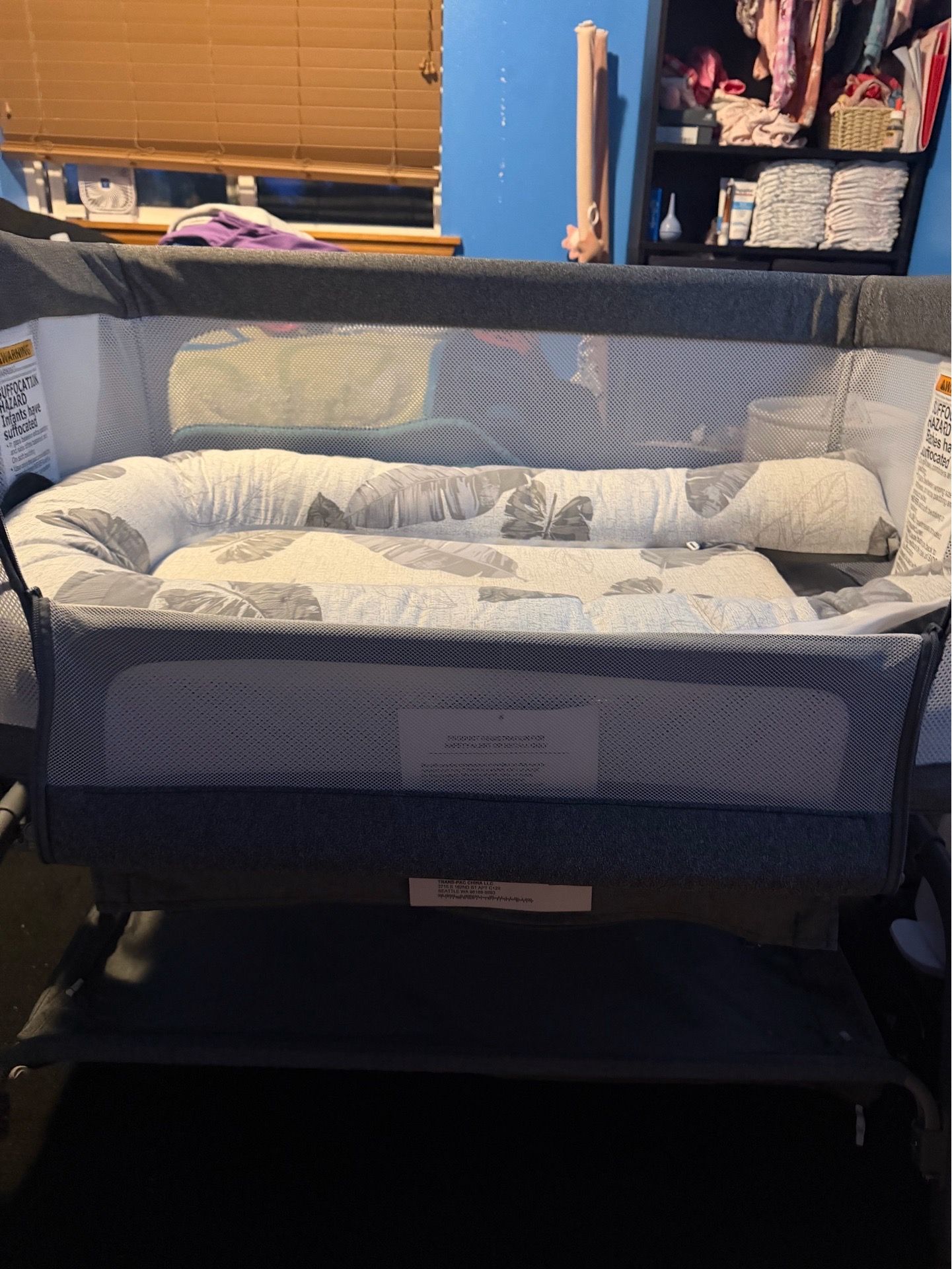 Grey Bedside Bassinet