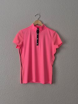 Tail Womens Short Sleeve Golf Shirt Medium M Coral Pink Mesh Panel Polo EUC