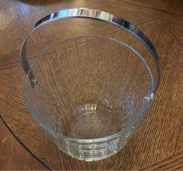 Glass Ice Bucket with Silver Handle