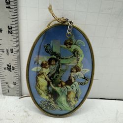 Miniature Stained Glass Style Window Suncatcher Christian Angels & Rose Cross#01