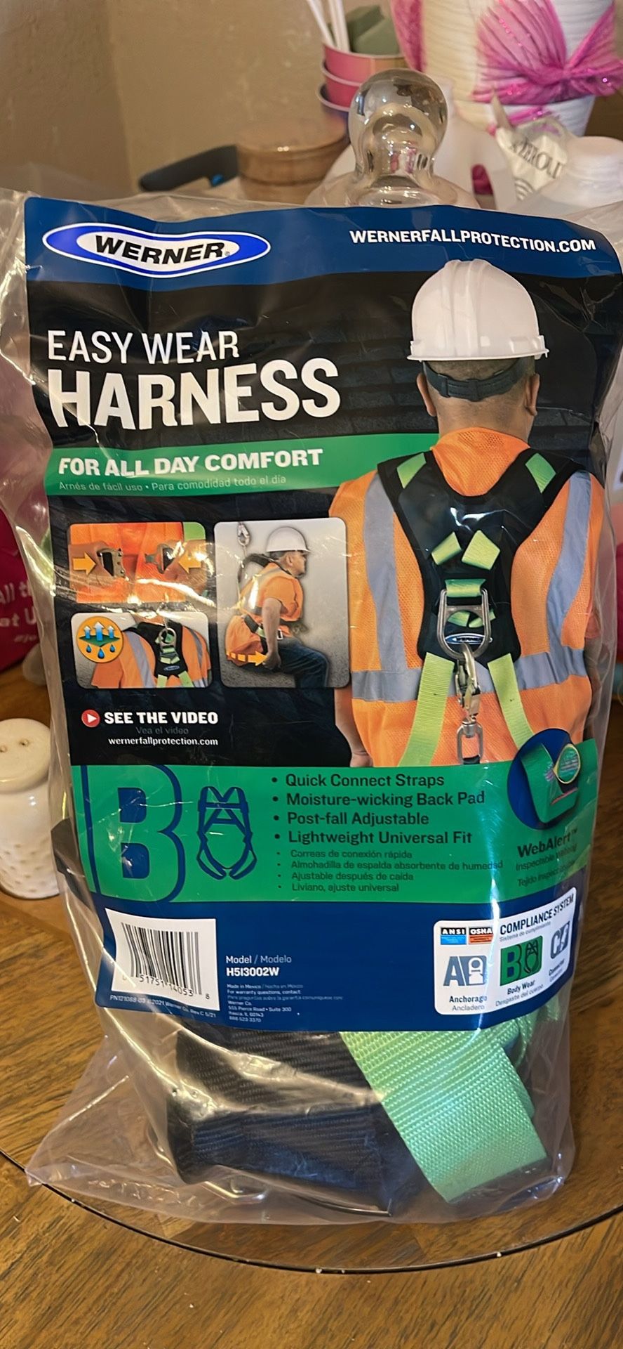 Werner Easy Wear Adjustable Fall Protection Safety Harness (D-Ring)
