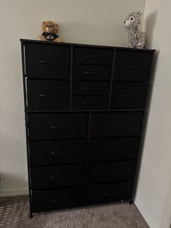 Black Fabric Dresser with Multiple Drawers