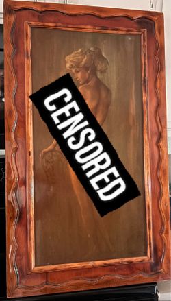 1970's framed print with protective resin clear coat finish by Leo Jansen. Mid-century retro/boudoir