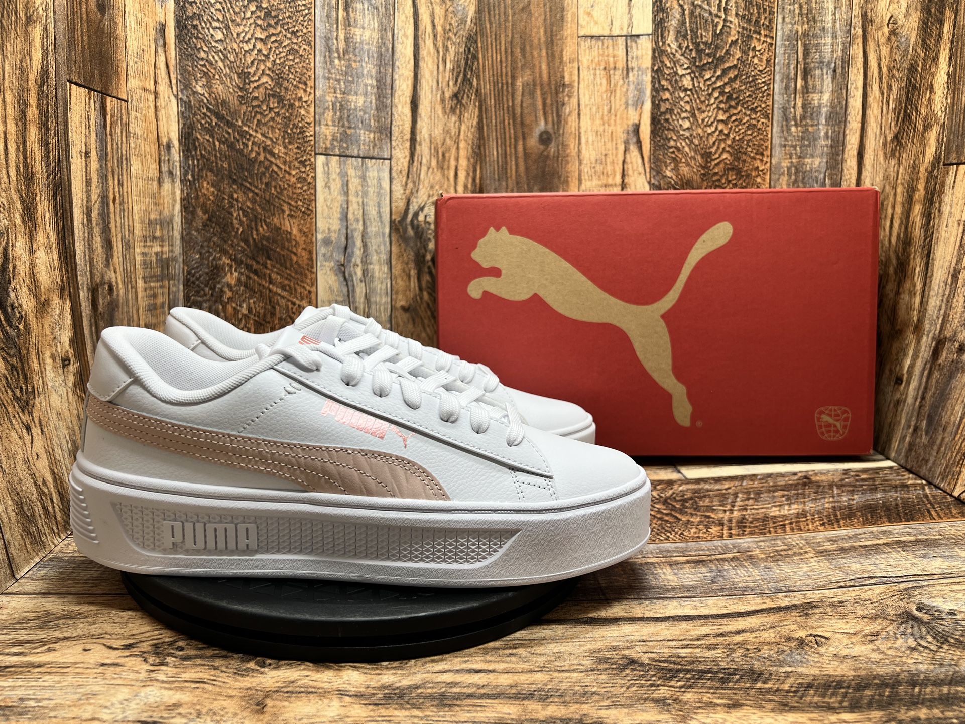 NEW Puma Smash Platform v3 Maze Sneaker Women’s Size US 10 White Pink