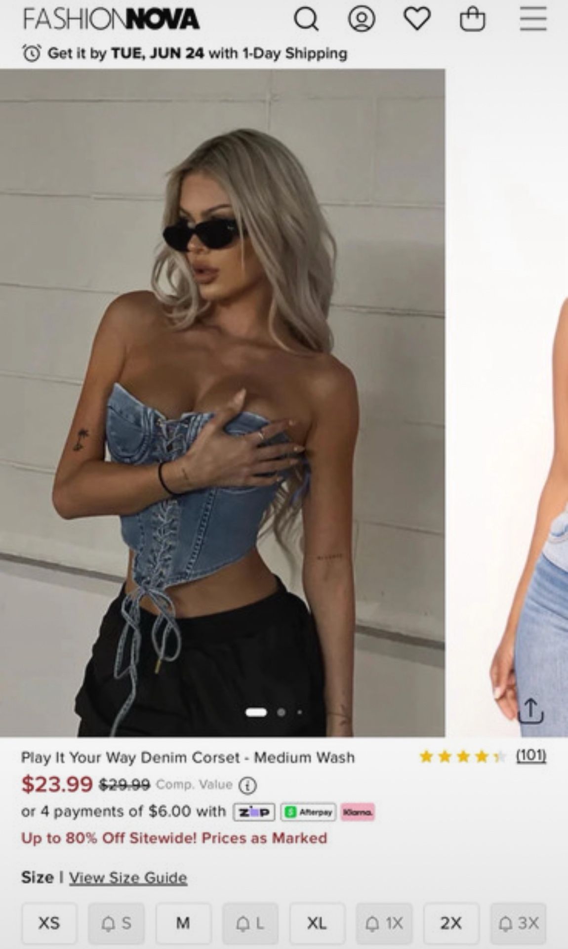 Fashion Nova Denim Bustier Crop Top Corset
